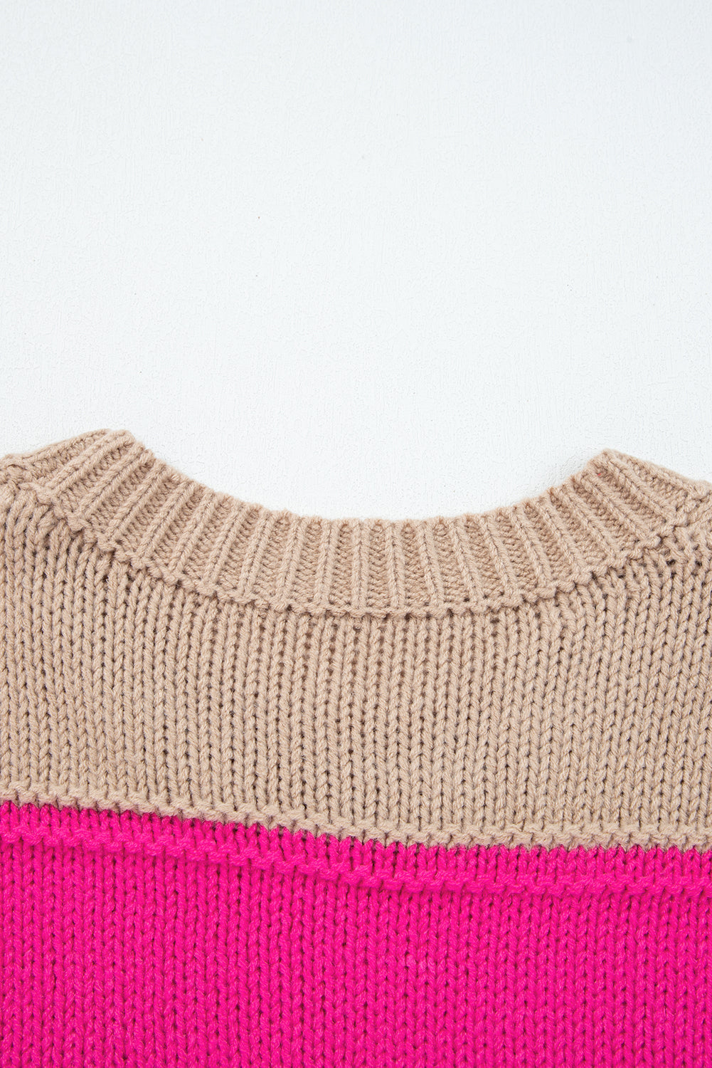 Khaki Stripe Color Block Plus Size Drop Shoulder Sweater Dear-Lover Dropshipping